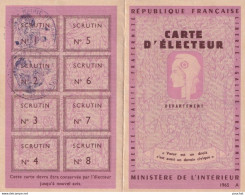 X8- CARTE D ' ELECTEUR  DE 1965 - SAINT LAURENT D ' OLT  - AVEYRON - ( 2 SCANS ) - Historical Documents
