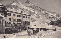 X7- MALOJA KULM MIT  PIZZO DELLA  MARGNA - ANIMATION - CHEVAUX  AVEC TRAINEAU - 1944 - ( 2 SCANS ) - Autres & Non Classés