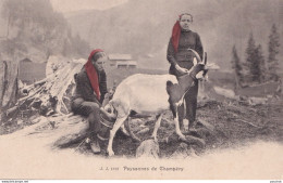  SUISSE - PAYSANNES DE CHAMPERY - TRAITE D UNE CHEVRE - ( 2 SCANS ) - Andere & Zonder Classificatie