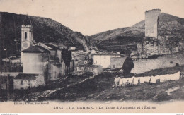 X7-06) LA TURBIE - LA TOUR AUGUSTE ET L ' EGLISE - 1904 - ( 2 SCANS ) - La Turbie