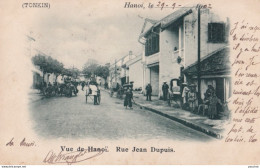 X2- TONKIN - VUE DE HANOI - RUE JEAN DUPUIS - ( ANIMEE - OBLITERATION DE 1902 - 2 SCANS ) - Vietnam