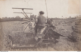 X1-27) BERVILLE EN ROUMOIS (EURE) CARTE PHOTO - AGRICULTURE - LA MOISSON - CHEVAUX AVEC FAUCHEUSE - 1910 - ( 2 SCANS ) - Other & Unclassified