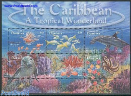 Dominica 2001 Coral Magic 6v M/s, White, Mint NH, Nature - Fish - Sea Mammals - Shells & Crustaceans - Fishes