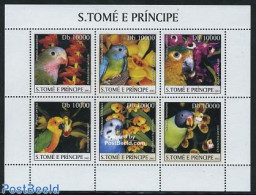 Sao Tome/Principe 2003 Birds & Orchids 6v M/s, Mint NH, Nature - Birds - Orchids - Sao Tome En Principe