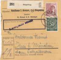 Paketkarte 1948: Dingolfing Nach Haar, Selbstbucherkarte Mit Wert - Briefe U. Dokumente
