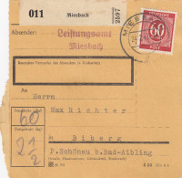 Paketkarte 1947: Miesbach Nach Biberg - Brieven En Documenten