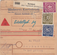 Paketkarte 1947: Karlshuld Nach Beyharting, Selbstbucherkarte Mit Wert - Brieven En Documenten