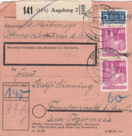 BiZone Paketkarte 1948: Augsburg Nach Finsterwald - Storia Postale