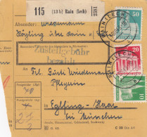 BiZone Paketkarte 1948: Rain (Lech) Nach Eglfing, Pflegerin - Lettres & Documents