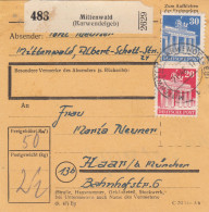 BiZone Paketkarte 1948: Mittenwald Nach Haar B. München - Brieven En Documenten