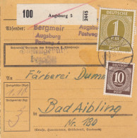 Paketkarte 1946: Augsburg Nach Bad Aibling, Färberei - Briefe U. Dokumente