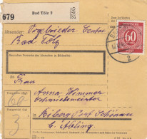 Paketkarte: Bad Tölz Nach Biberg Post Schönau - Covers & Documents