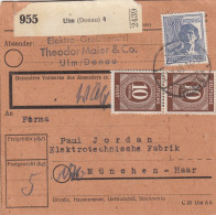 Paketkarte 1948: Ulm Nach München-Haar - Brieven En Documenten
