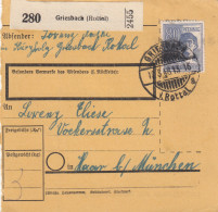 Paketkarte 1948: Griesbach Nach Haar - Briefe U. Dokumente
