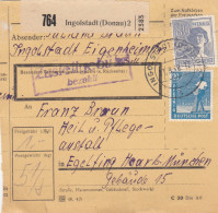Paketkarte 1948: Ingolstadt Nach Eglfing, Heil- U. Pflegeanstalt - Lettres & Documents