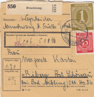 Paketkarte 1947: Arnschwang Nach Biberg, Wertpaket-Karte - Brieven En Documenten