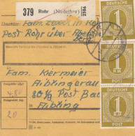 Paketkarte 1946: Rohr über Abensberg Nach Aibling - Lettres & Documents