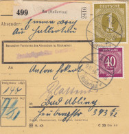 Paketkarte 1946: Au Hallertau Nach Bad Aibling - Briefe U. Dokumente