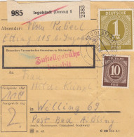 Paketkarte 1946: Ingolstadt Ettingnach Willing - Brieven En Documenten