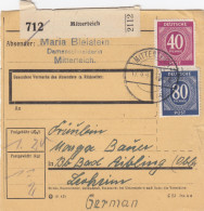 Paketkarte 1947: Mitterteich, Damenschneiderin, Nach Bad Aibling - Briefe U. Dokumente