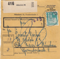 BiZone Paketkarte 1948: München 13, Selbstbucher, Nachgebühr, Porenit-Werk - Brieven En Documenten