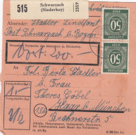 Paketkarte 1948: Schwarzach Bei Bogen Nach Haar, Wertkarte - Brieven En Documenten