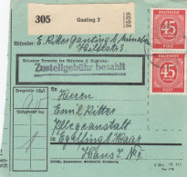 Paketkarte 1948: Gauting B. München N. Pflegeanstalt Haar, Bes. Formular - Brieven En Documenten