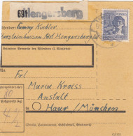 Paketkarte 1947: Obersteinhausen über Post Hengersberg Nach Haar, Anstalt - Covers & Documents