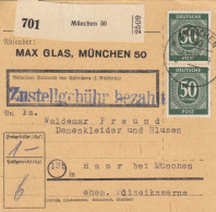 Paketkarte 1947: Max Glas München Nach Haar, Damenkleider, Selbstbucher - Storia Postale