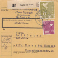 Paketkarte 1948: Kriegsversehrtenbetrieb Furth Im Wald, Wertkarte - Storia Postale