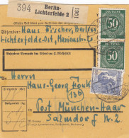 Paketkarte 1948: Berlin-Lichterfelde Nach Post München-Haar - Brieven En Documenten