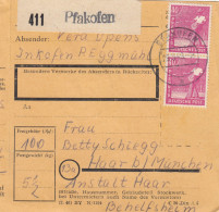 Paketkarte 1948: Pfakofen Inkofen Nach Haar, Anstalt - Storia Postale