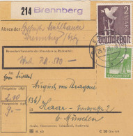 Paketkarte 1948: Brennberg Nach Haar, Wertkarte - Brieven En Documenten