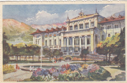 LEVICO-TRENTO-GRAND HOTEL-CARTOLINA  CARTA GOFFRATA-ILLUSTRATA =BISACCHI=VIAGGIATA 14-9-1933 - Trento