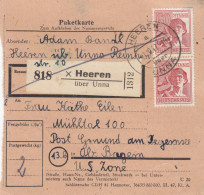 Paketkarte 1947: Heeren über Unna Nach Mühltal Post Gmund - Brieven En Documenten