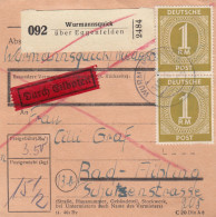 Paketkarte 1946 Wurmannsquick über Eggenfelden Nach Bad Aibling, Eilboten - Brieven En Documenten