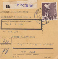 Paketkarte 1948: Sünching Nach Eglfing, Wertkarte - Lettres & Documents