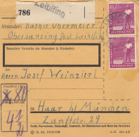 Paketkarte 1947: Obersunzing Leiblfing Nach Haar - Brieven En Documenten