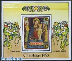 Penrhyn 1992 Christmas S/s, Mint NH, Religion - Christmas - Art - Paintings - Noël