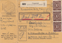 Paketkarte 1948: Trappstadt N. München, Wertkarte, Mit Notpaketkarte - Lettres & Documents