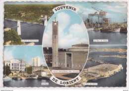 X21-56) LORIENT - SOUVENIR  5 VUES - LE PONT DU BONHOMME - L'EGLISE - LE PORT DE PECHE - ( 2 SCANS ) - Lorient