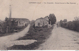 X20-32) GONDRIN (GERS) VUE D'ENSEMBLE - ANCIEN COUVENT ET RUE NATIONALE - ( 2 SCANS ) - Sonstige & Ohne Zuordnung