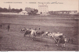 X17-07) VERNOUX (ARDECHE) PATURAGE DE VACHES PRES LONG VERNOUX  - ANIMEE - ( 2 SCANS ) - Vernoux