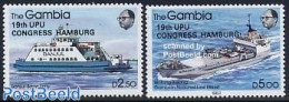Gambia 1984 UPU Congress 2v, Mint NH, Transport - U.P.U. - Ships And Boats - U.P.U.