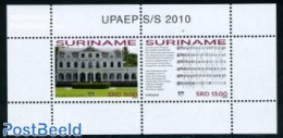 Suriname, Republic 2010 UPAEP S/s, Mint NH, Performance Art - Music - Staves - U.P.A.E. - Art - Castles & Fortifications - Muziek