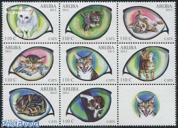 Aruba 2012 Cats 8v, Sheetlet, Mint NH, Nature - Cats - Other & Unclassified