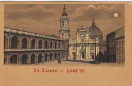 LORETO-ANCONA-UN SALUTO DA..-CARTOLINA VIAGGIATA IL 31-4-1903-RETRO INDIVISO - Ancona