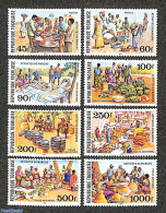 Togo 1981 Market Scenes 8v, Mint NH, Health - Nature - Various - Food & Drink - Fruit - Wine & Winery - Street Life - .. - Levensmiddelen