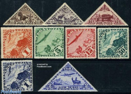 Tuva 1934 Definitives 9v, Unused (hinged), Nature - Transport - Animals (others & Mixed) - Camels - Deer - Aircraft & .. - Aerei