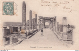 Y18- TIMGAD (ALGERIE) DECUMANUS MAXIMUS - ANIMEE - 1907 - Sonstige & Ohne Zuordnung